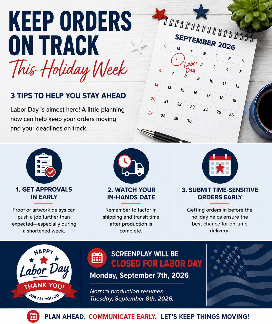 3 Ways to Keep Apparel Orders on Track During Labor Day Week | ScreenPlay
