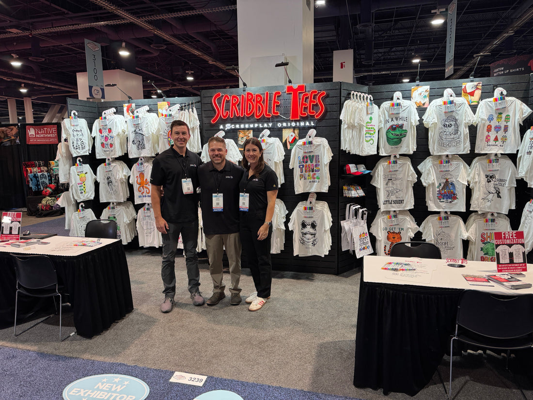 Screenplay Hits the Tradeshow Floor with Our New Scribble Tees!